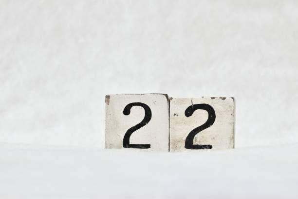 istock 22 calendar date number, white mottled winter background copy space 1446481522