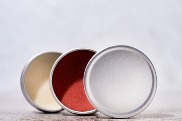 istock colorful lip balms in round tin cases , mockup design 1446481607