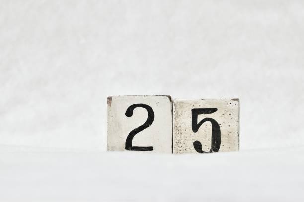istock 25 calendar date number, white snowy winter background copy space 1446482446