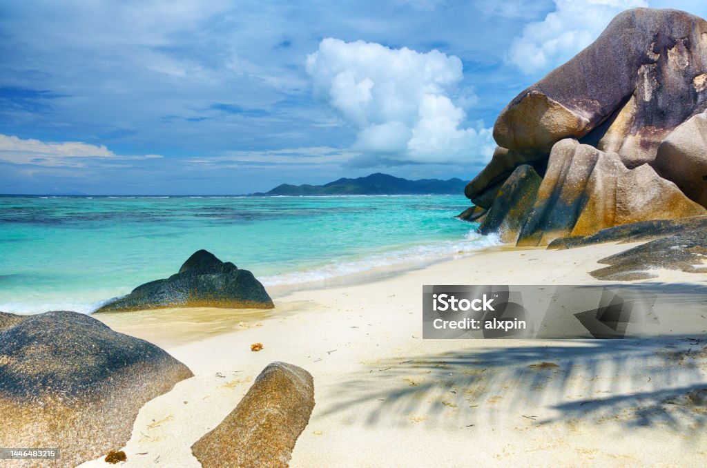 Seychelles seascape Seychelles is the most beautiful tropical islands of the world's in the Indian Ocean Bay of Water Stock Photo