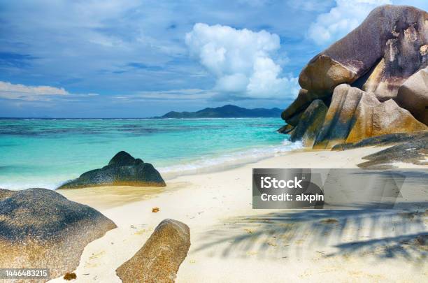 Seychelles Seascape Stock Photo - Download Image Now - Bay of Water, Beach, Blue