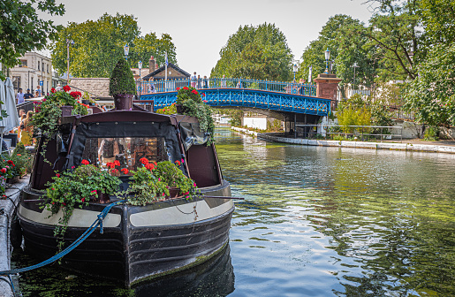 Houseboat and bridge in Little Venice in London