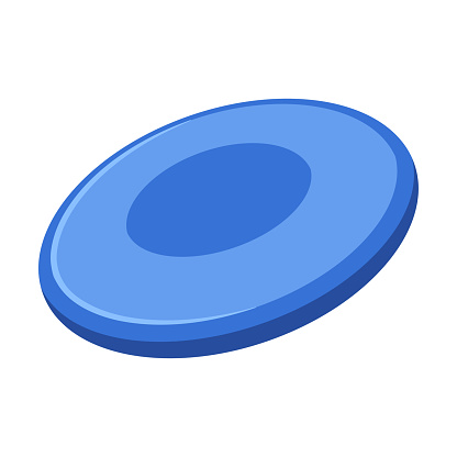 Blue flying disc icon. Flat style