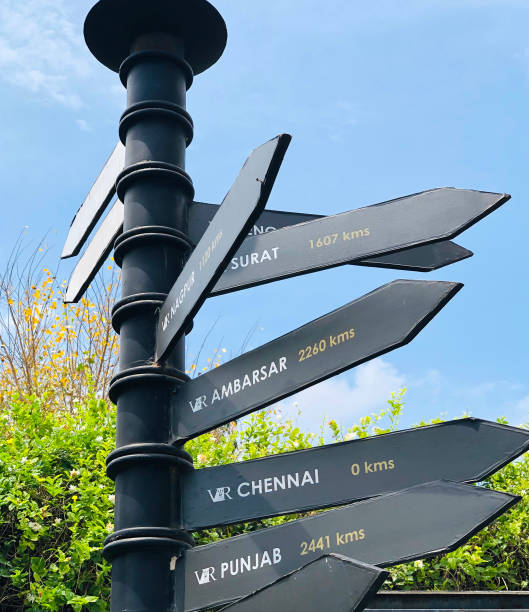 istock Directional sign board outside Chennai VR Mall. 1446484722
