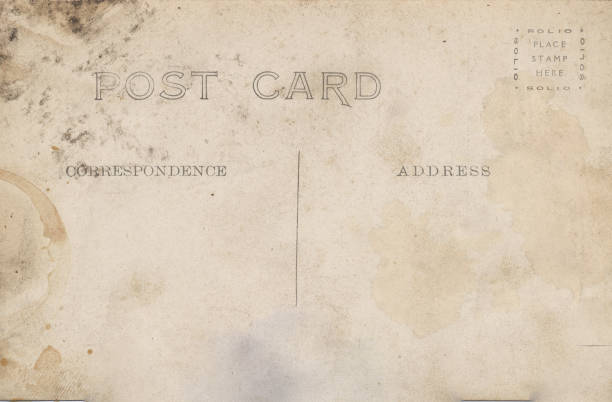 istock Backside of old postcard with dirty stain 1446486883