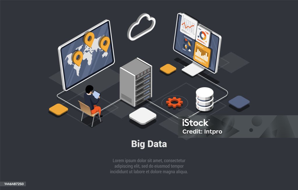 Big Data Processing Center Server Room With Hardware Racks Or Web ...