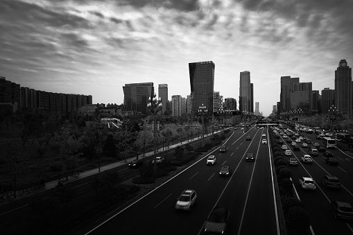 Black and white modern urban architecture