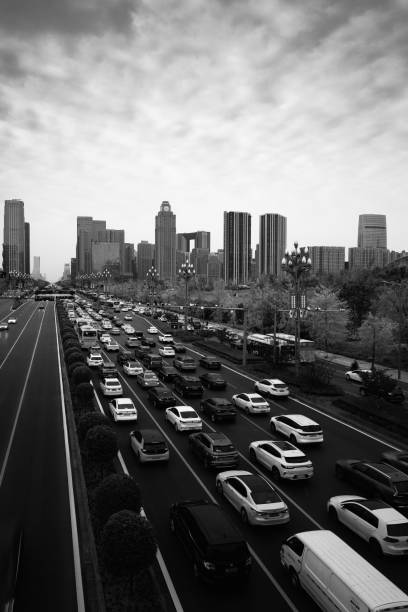 Black and white modern urban architecture