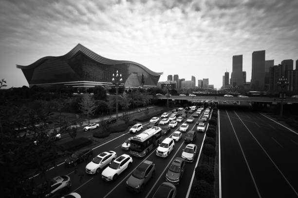 istock Black and white modern urban architecture 1446487650