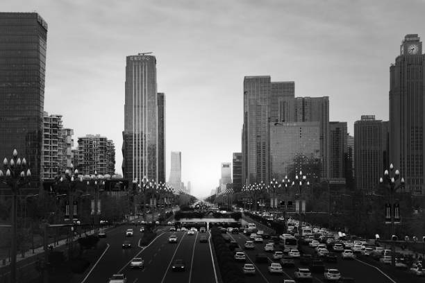 istock Black and white modern urban architecture 1446487651