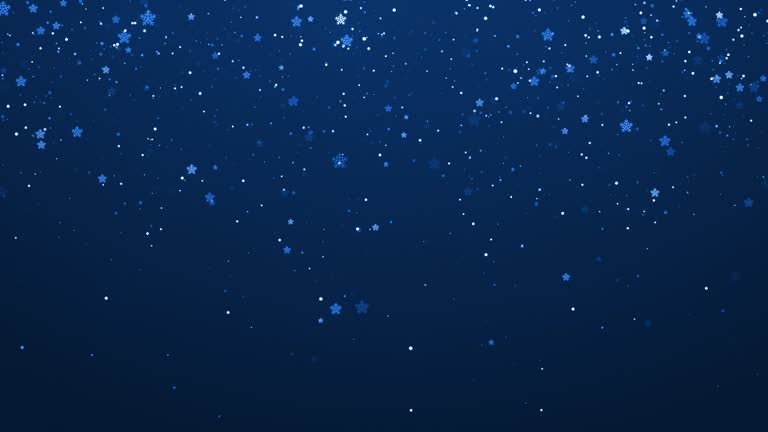 4K Christmas snowflakes animation- Glittering particles falling in slow motion, glamour, abstract falling particles background