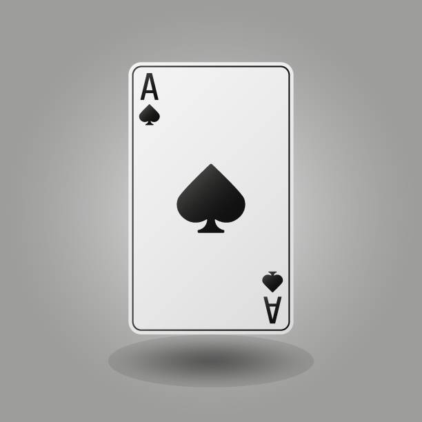 istock Black and white playing card Ace with a symbol or sign of spades on a gray background. Vector illustration 1446505550