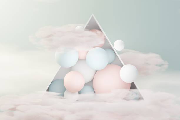 istock 3d render of pastel ball, soaps bubbles, blobs that floating on the air with fluffy clouds and ocean. Romance land of dream scene. Natural abstract dreamy sky. 1446511008