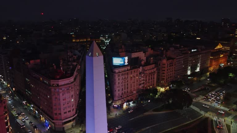 View of the Obelisk and Av 9 de Julio in Buenos Aires.