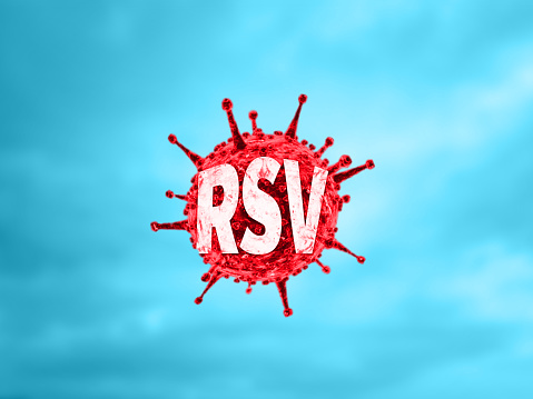 RSV virus covid-19 common cold flu human baby child viral Care Runny nose Cough Sneezing Fever. RSV virus crisis concept 3d illustration