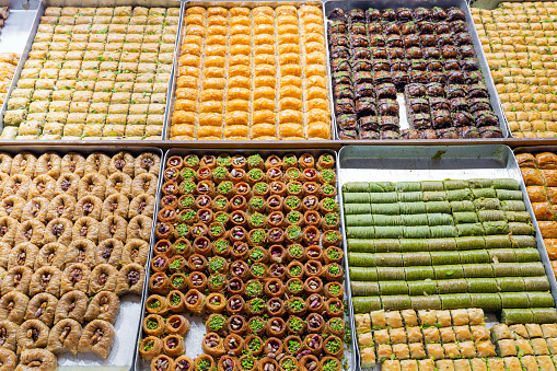 Various types of baklava at the Grand Bazaar in Istanbul