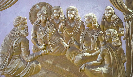 Krishna with pandwas a wall art image  Varansi , Uttar Pradesh, India, 29 ‎November ‎2022
