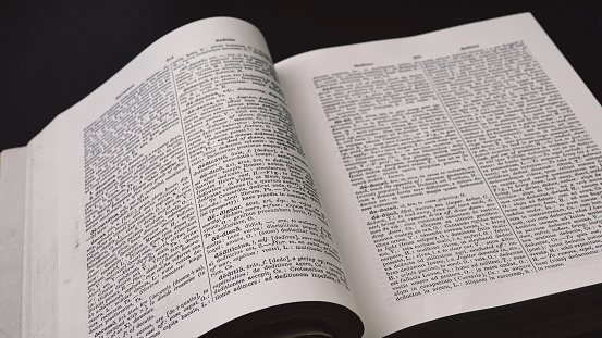 primer plano del griego antiguo, diccionario latino Educación, concepto de conocimiento photo