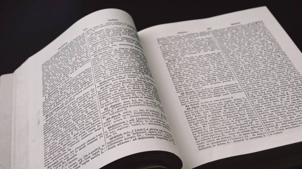 close up of Ancient Greek, Latin Dictionary Education, knowledge concept