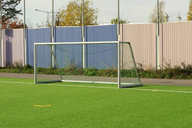 istock Green grass soccer field 1446521363