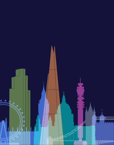 лондонский городской пейзаж - london england bridge tower of london tower bridge stock illustrations
