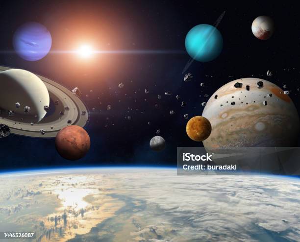 Earth And Solar System Planets Stock Photo - Download Image Now - Outer Space, Awe, Planet - Space