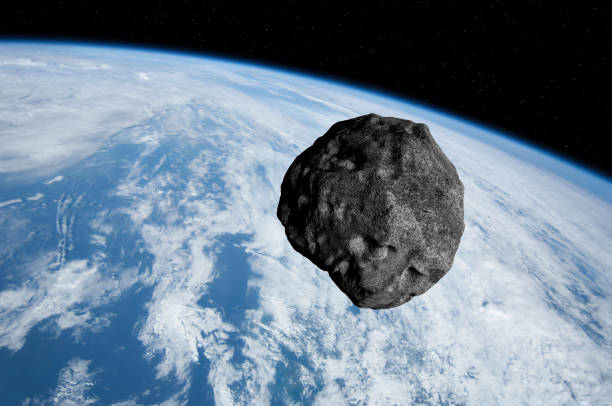błękitna ziemia i asteroida. - judgement day exploding asteroid earth zdjęcia i obrazy z banku zdjęć