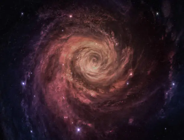 Bright spiral galaxy with stars in space. Sci-fi high resolution space wallpaper. Elements of this image furnished by NASA. ______ Url(s): https://www.visibleearth.nasa.gov/images/111768/tropical-cyclone-gamede-15s-off-madagascar/111768t
