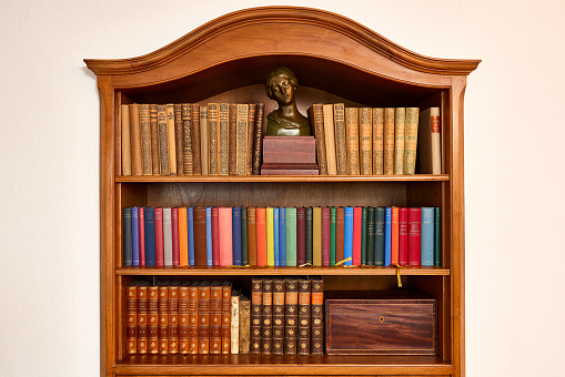 Library, bookcase with curved top