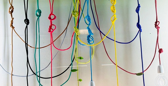Colorful hanging cables