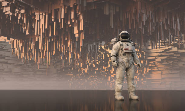 istock Astronaut at ancient civilization remote planet location 1446530003