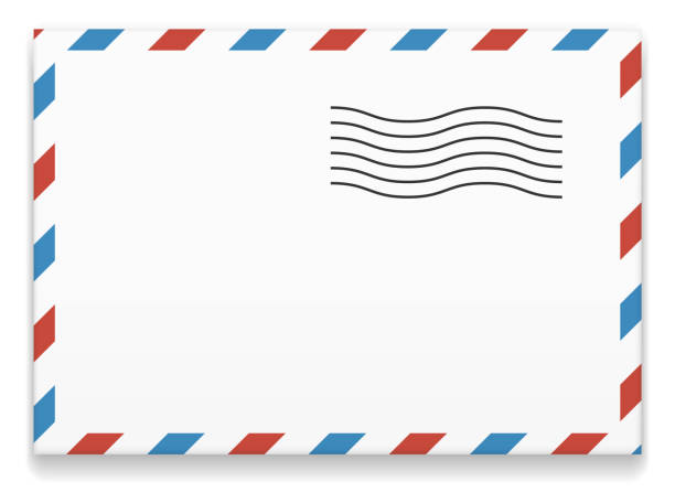 ilustrações, clipart, desenhos animados e ícones de envelope de correio aéreo. modelo de correio internacional em branco - jogo internacional