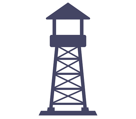 observation tower for the protection of the territory. black vector icon