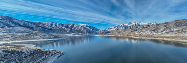 Panoramic Photo of Deer Creek Reservoir in Provo Utah stock photo