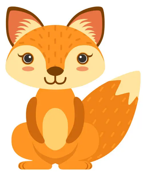 Vector illustration of Cartoon baby fox. Cute forest animal character