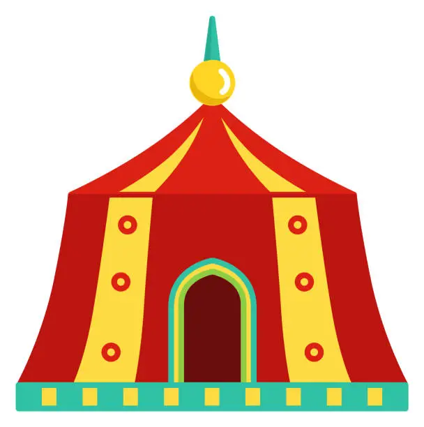 Vector illustration of Circus tent icon. Funfair show. Amusement park symbol