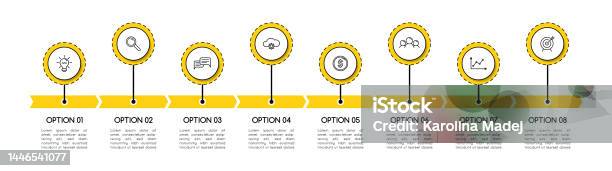 Eight Box Timeline Simple Infographic With 8 Steps Timeline Vector Stock Illustration ...