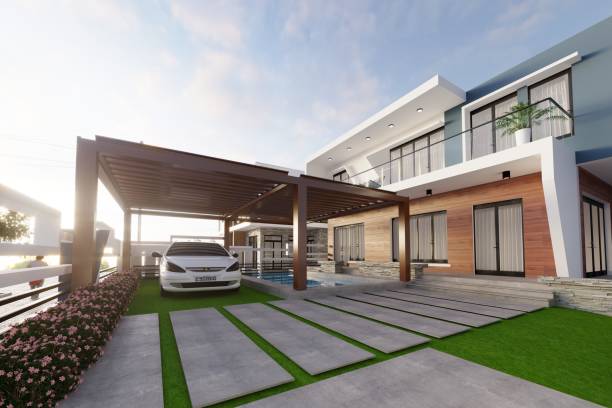 istock 3d render of luxury villa house 1446542946