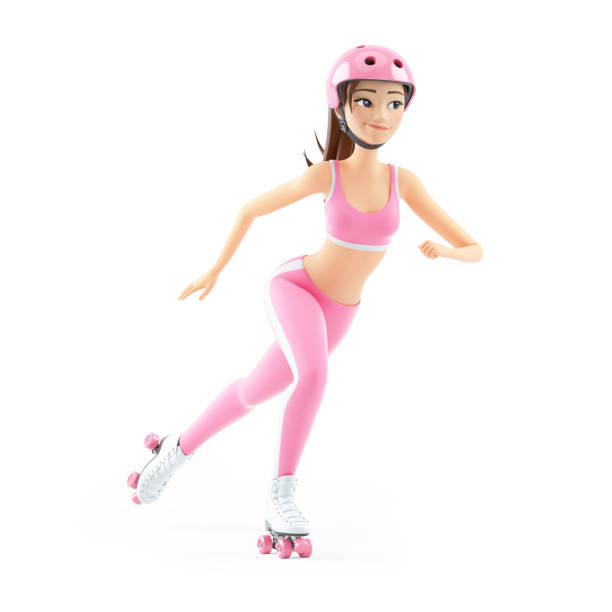 istock 3d sporty woman doing roller skates 1446544179