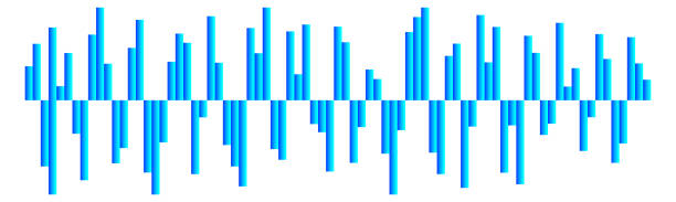 사�운드 이퀄라이저. 오디오 진폭 수준. 노이즈 그래프 - oscillogram stock illustrations