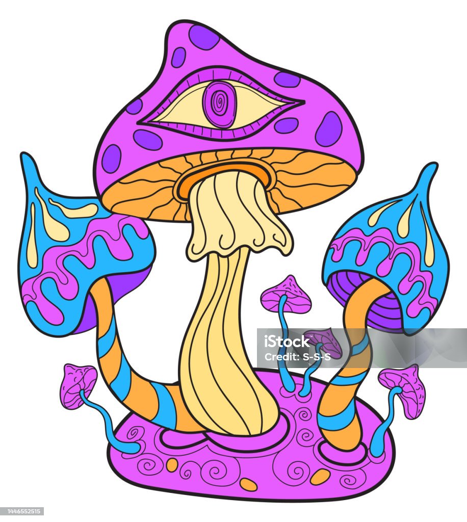 Nấm Neon Ảo Giác Với Đôi Mắt Mở Cây Ma Thuật Giả Tưởng Hình minh ...