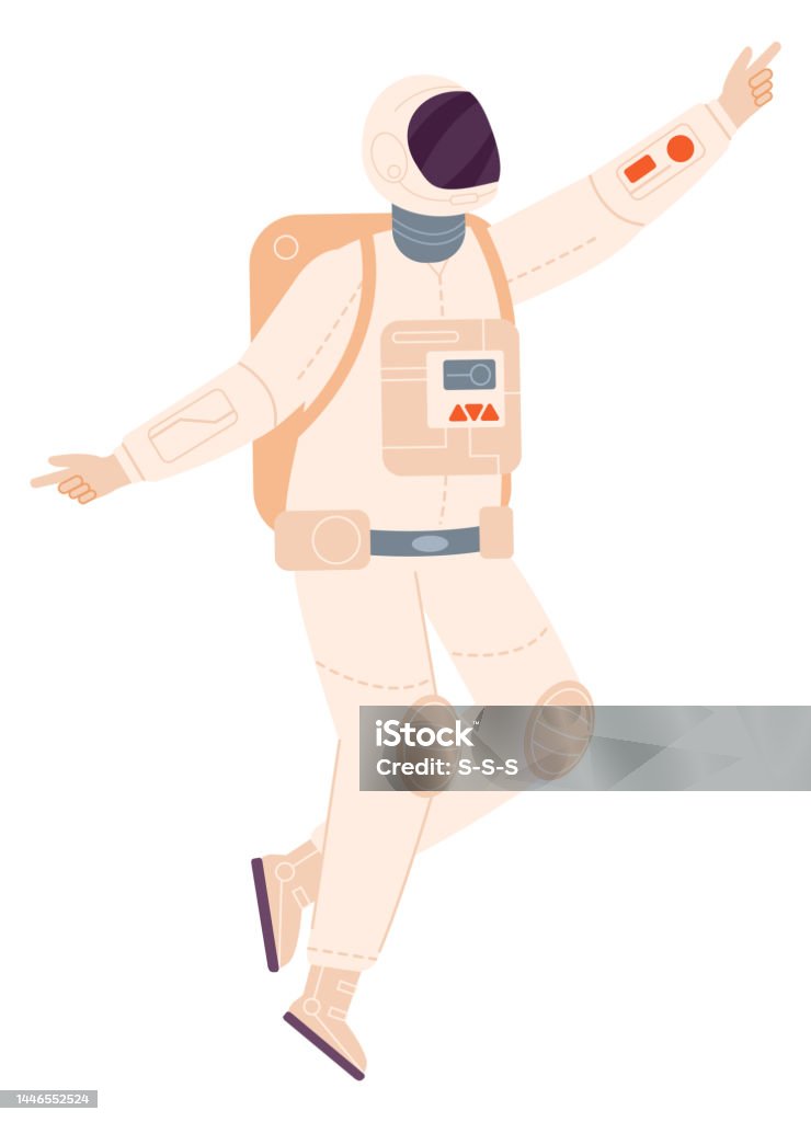 Spaceman Pointing Spaceman Pointing Finger Space Explorer In Suit Jumping Stock ...