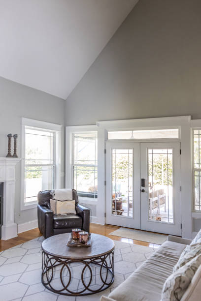 istock A light and bright open concept living room den with vaulted ceilings in a new construction house 1446556684