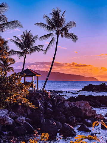 Landscape sunset in Oahu island Hawaii