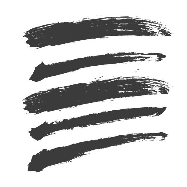 Set of Grunge Textured Hand-drawn Vector Brushes stock photo