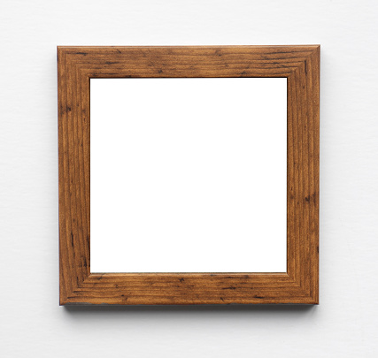 A square wooden picture frame with room for your image.