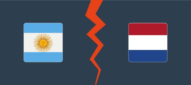 argentinien vs niederlande hintergrund - argentina qatar stock-grafiken, -clipart, -cartoons und -symbole
