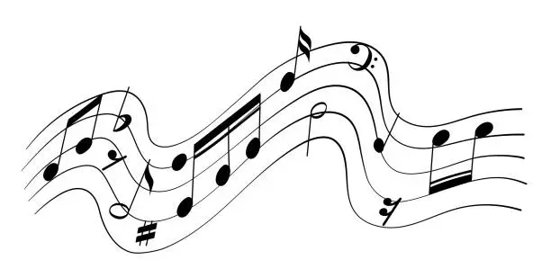 Vector illustration of Music notes musical elements vector illustration on white background