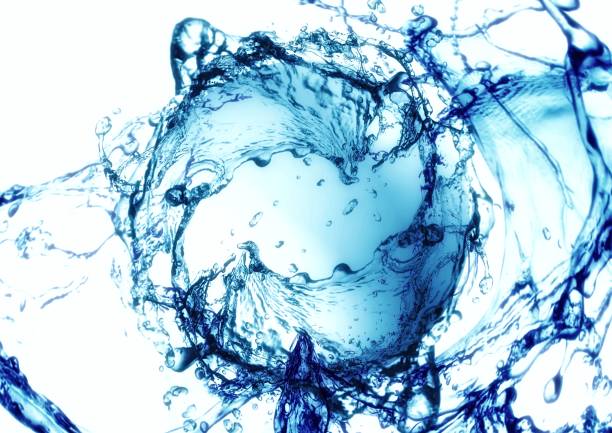 istock 3d illustration combining blue water splash and blue sphere in the concept of science 1446571133