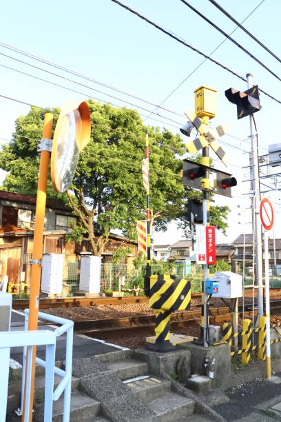 istock Level crossing alarm in the countryside. 1446573777